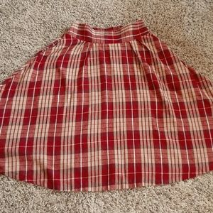 EUC Belle Poque burgundy & tan flaired plaid skirt with pockets, size XL